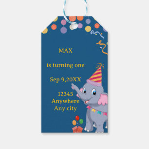 Süßer Elefant Geburtstag Geschenkanhänger