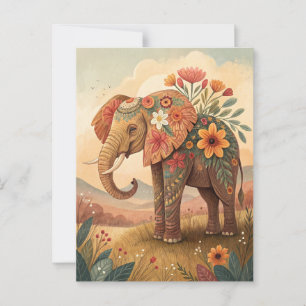 Süßer Elefant Gratulation Volkskunststil Postkarte