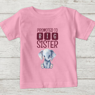 Süßer Elefant große Schwester pink Baby T-shirt