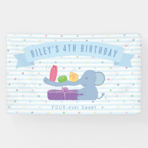 Süßer Elefant hält Geschenke Geburtstagsbanner Banner