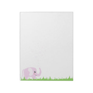 Süßer Elefant in Mädchenhaftem Rosa & Lila Notizblock