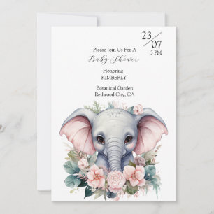 Süßer Elefant mit Blumen Einladung