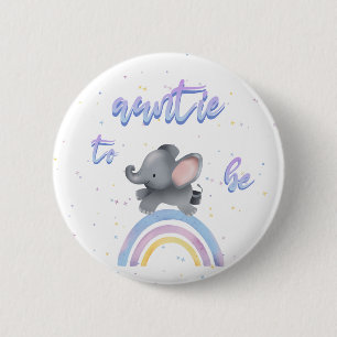 Süßer Elefant mit bunter Regenbogen-Tante-in-spe Button