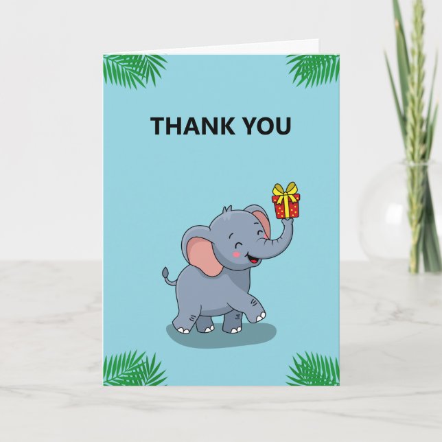 Süßer Elefant mit Geschenk Dankeskarte (Vorderseite)