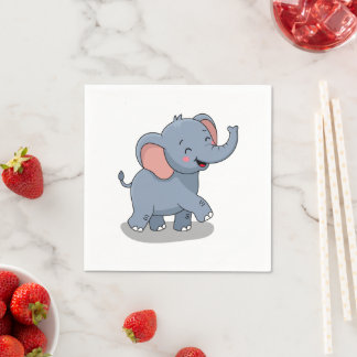 Süßer Elefant mit Geschenk Serviette