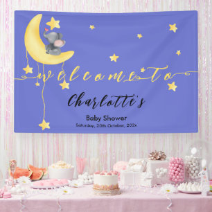 Süßer Elefant mit kleiner Butterfly-Baby-Party Banner