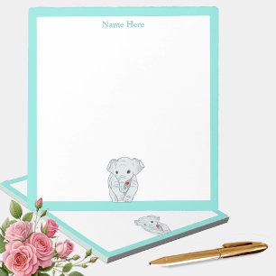 Süßer Elefant mit Türkisrahmen Einfach Notizblock