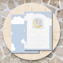 Süßer Elefant Mond & Sterne Baby Shower
