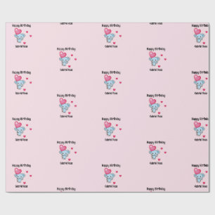Süßer Elefant rosa Geburtstag Geschenkpapier