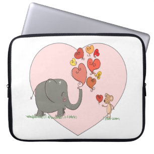 süßer Elefant und Maus Valentinstag Liebesvektor Laptopschutzhülle
