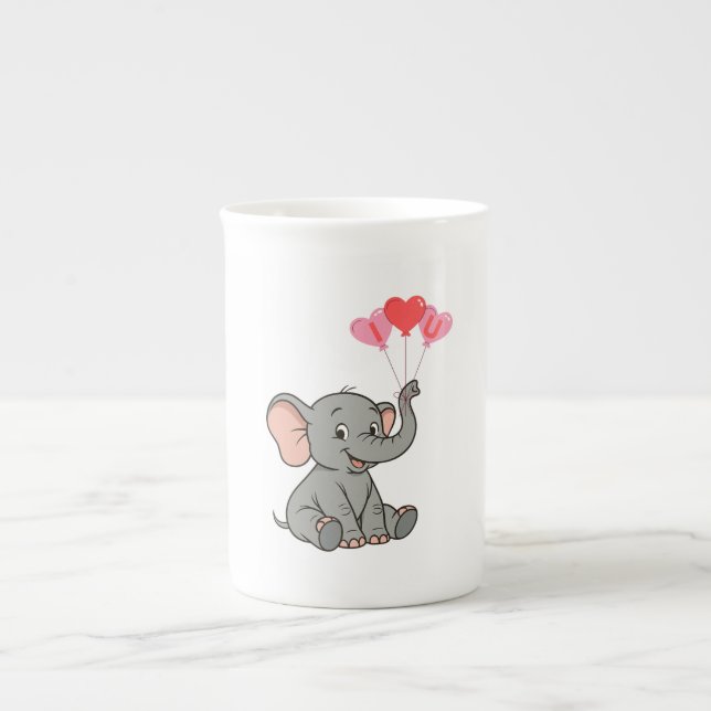Süßer Elefant Valentinstag Prozellantasse (Vorderseite)