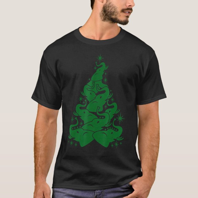 Süßer Elefant-Weihnachtsbaum mit Ornament Weihnach T-Shirt (Vorderseite)