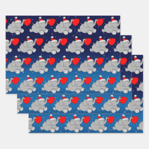 Süßer Elefant Weihnachtsmann Geschenkpapier Set