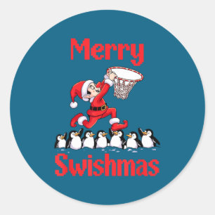 Süßer Elf Santa Basketball Pinguine Runder Aufkleber