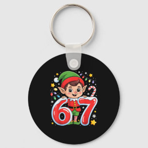 Süßer Elf Sechs Sieben 6 7 Meme Lustiges Weihnacht Schlüsselanhänger