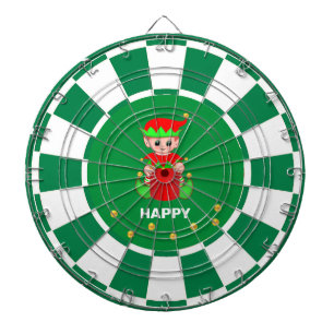 Süßer Elf und goldenes Konfetti auf Grün und Weiß Dartscheibe
