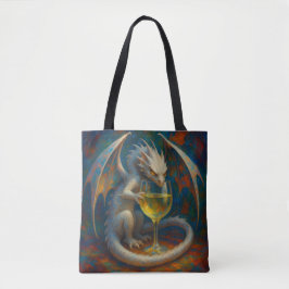 Süßer Elfenbein-Drache & Weißwein-Fantasy-Kunst Tasche
