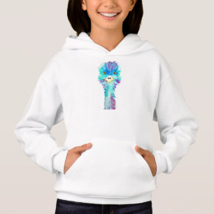 Süßer Emu-Tier-Wasserfarben-Mädchen zart blau Hoodie