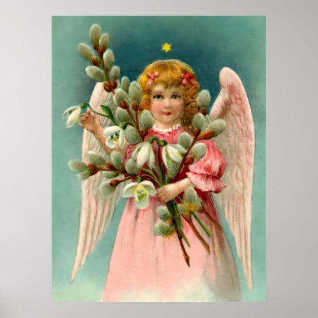 Süßer Engel im rosa Kleid Poster (Vorne)