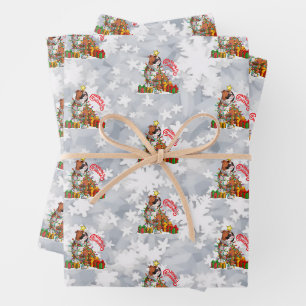 Süßer Englischer Bulldogge Frohe Weihnachten Licht Geschenkpapier Set