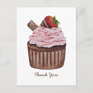 Süßer Erdbeer-Cupcake in Aquarell  Postkarte