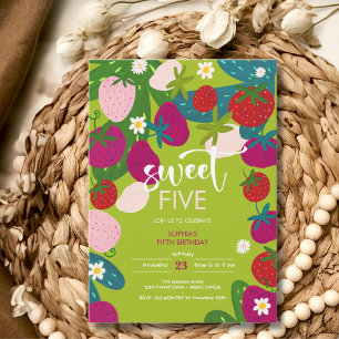 Süßer Erdbeeren-Kindergeburtstag Einladung