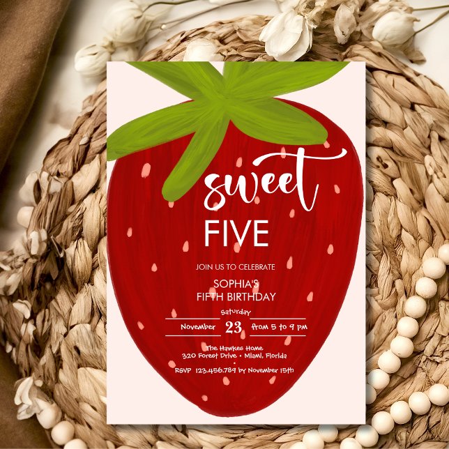 Süßer Erdbeeren-Kindergeburtstag Einladung (Von Creator hochgeladen)