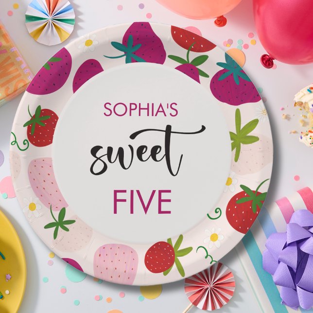 Süßer Erdbeeren-Kindergeburtstag Pappteller (Von Creator hochgeladen)