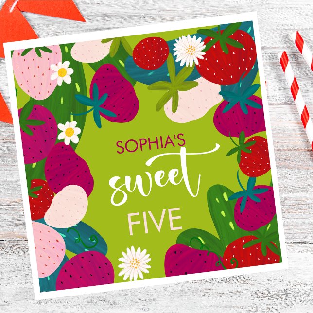 Süßer Erdbeeren-Kindergeburtstag Serviette (Von Creator hochgeladen)