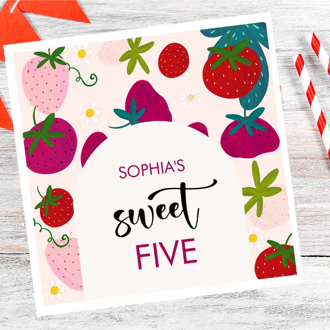 Süßer Erdbeeren-Kindergeburtstag Serviette (Von Creator hochgeladen)
