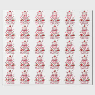 Süßer Erdbeermilchshake Rosa Dessert Geschenkpapier