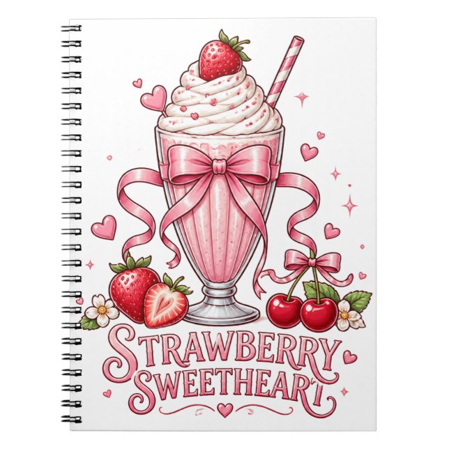 Süßer Erdbeermilchshake Rosa Dessert Notizblock (Vorderseite)