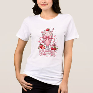 Süßer Erdbeermilchshake Rosa Dessert Tri-Blend Shirt