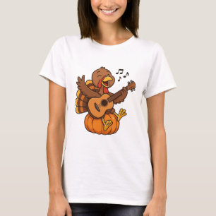 Süßer Erntedank-Truthahn mit Gitarre T-Shirt
