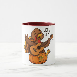 Süßer Erntedank-Truthahn mit Gitarre Tasse