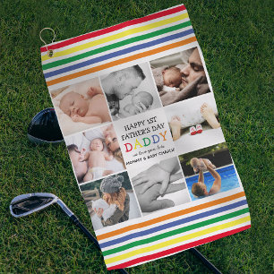 Süßer erster Vatertag Daddy   Fotocollage Golfhandtuch