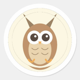 Süßer Eulenaufkleber Kawaii-Waldtieraufkleber Runder Aufkleber