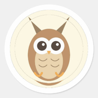Süßer Eulenaufkleber | Kawaii-Waldtieraufkleber Runder Aufkleber