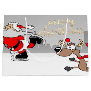 Süßer, fantastischer Weihnachtsmann mit Rentier Große Geschenktüte