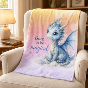 Süßer Fantasy-Drache   Geboren um Magisch zu Sein Fleecedecke