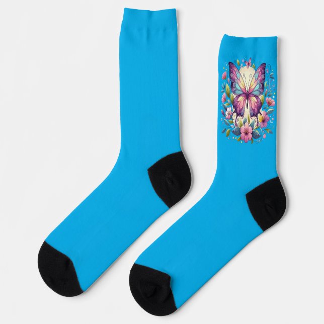 Süßer, farbenfroher Schmetterling Socken (Linkes Detail)