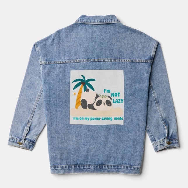 Süßer fauler Panda Jeansjacke (Rückseite)