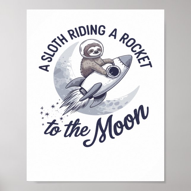Süßer Faultier-Astronaut Reitend Poster (Vorne)
