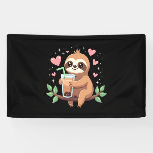 Süßer Faultier-Boba-Blasen-Milchtee Kawaii Frauen Banner