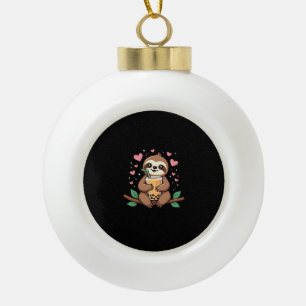 Süßer Faultier-Boba-Blasen-Milchtee Kawaii Frauen Keramik Kugel-Ornament