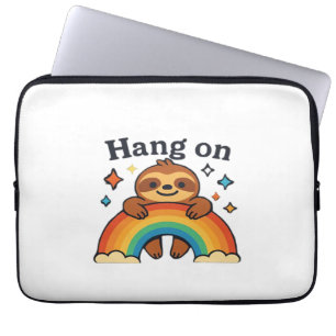 Süßer Faultier �Halt Dich Fest� Regenbogen Positiv Laptopschutzhülle