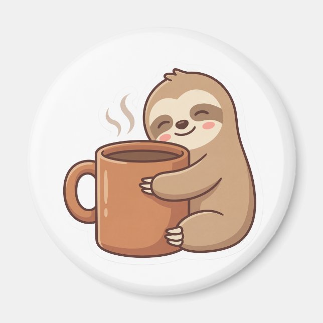 Süßer Faultier-Kaffee-Aufkleber Magnet (Vorne)