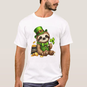 Süßer Faultier Leprechaun St Patricks Day Jungen M T-Shirt