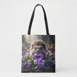 Süßer Februar-Igel mit Amethyst-Herz Tasche