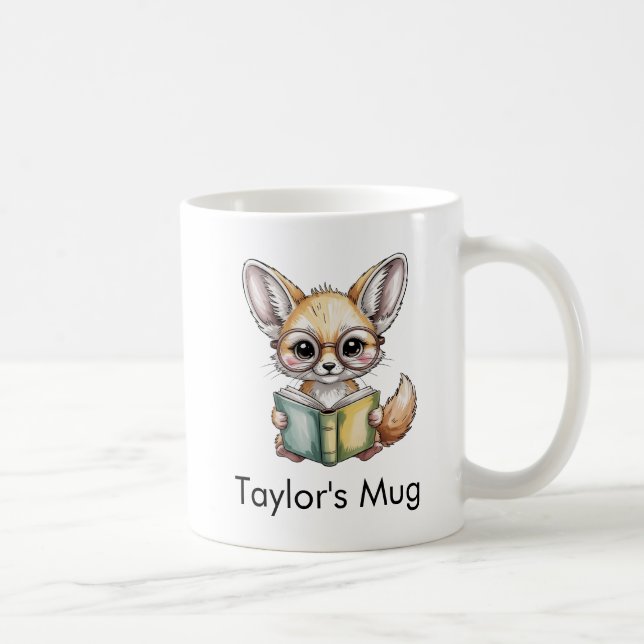 Süßer Fennek-Fuchs liest ein Buch Custom Kaffeetasse (Rechts)